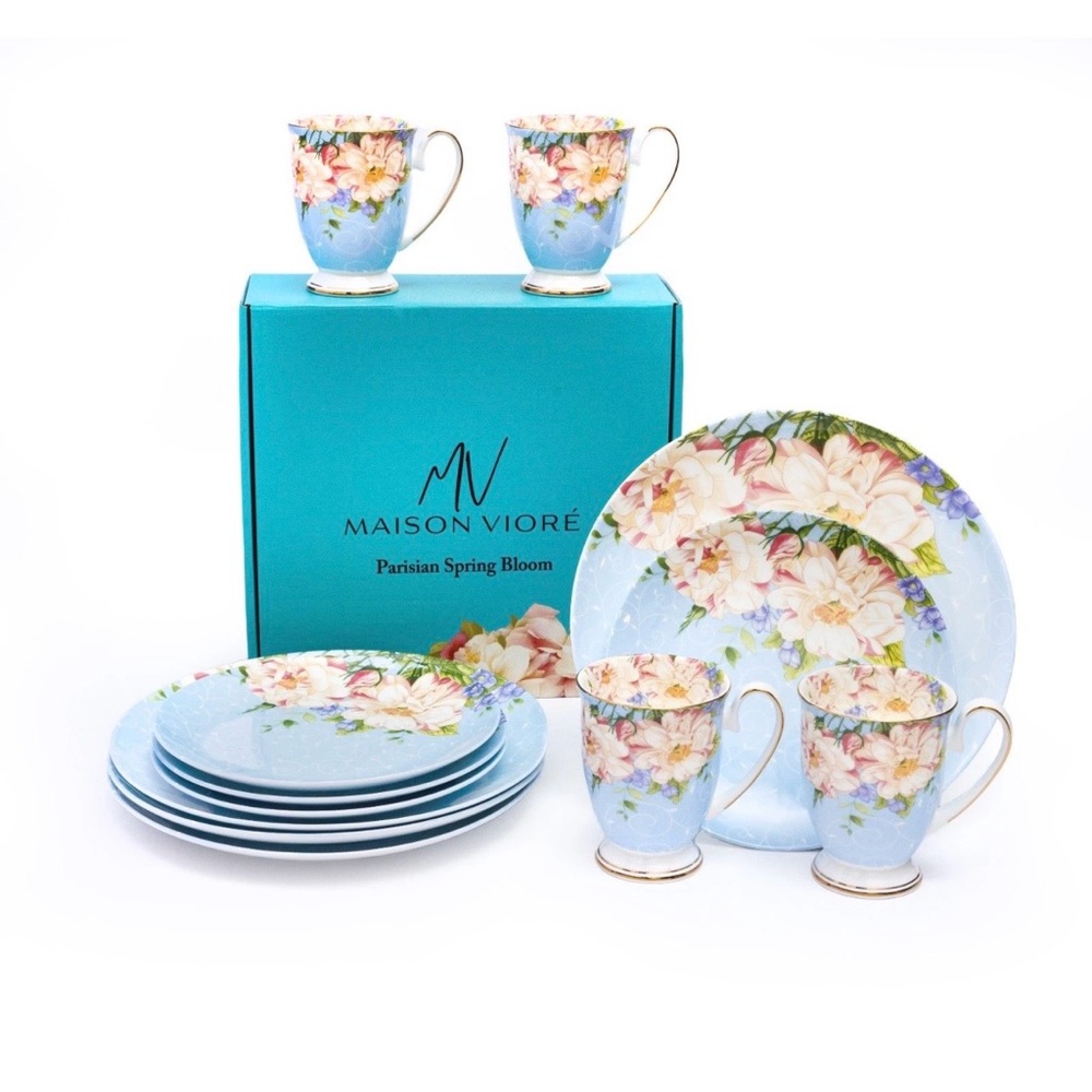 Parisian Spring Bloom Blue Floral Dinnerware Set
